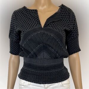 CECILIE COPENHAGEN Soultice scarf-jacquard cotton top XS Charcoal Grey